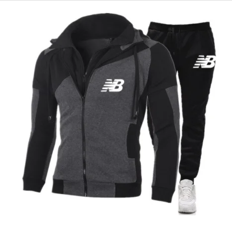 

Men's Casual Sportswear Suit Hoodie Pants Two-Piece Zipper Outdoor Leisure Sports Fitness Clothes Hooded Sweatshirt Suit Sport