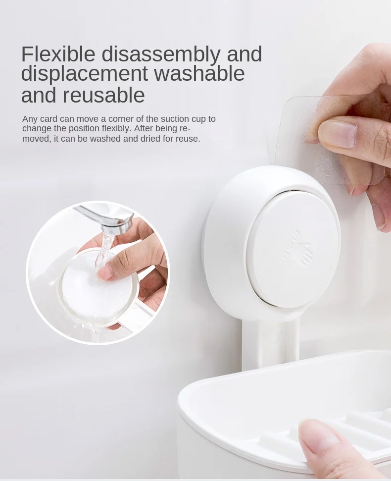 

zq Soap Dish Suction Cup Wall-Mounted Bathroom Toilet Soap Box Double Layer Punch-Free Free Free Shipping