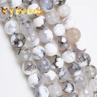 natural faceted white fire dragon agates onyx beads 6 8 10mm loose charm beads for jewelry making diy women bracelets necklaces