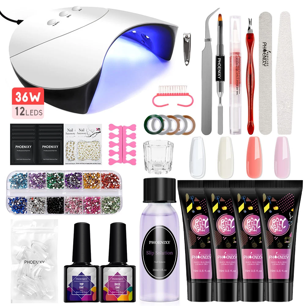 Phoenixy Professional Poly набор гелей для ногтей UV наборы гелевых с лампой все маникюра