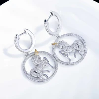 18k soild gold real diamond earrings round romantic wedding jewelry for women luxury daimond brincos 1 8 k gold earrings jewelry