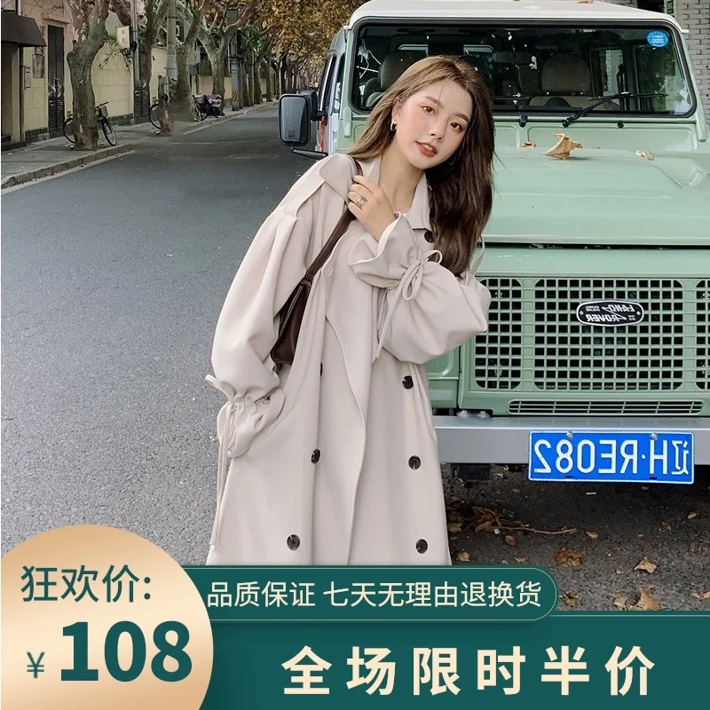 

Тренчкот женский средней длины, модное пальто в Корейском стиле, маленькое пальто во французском стиле, Осень-зима