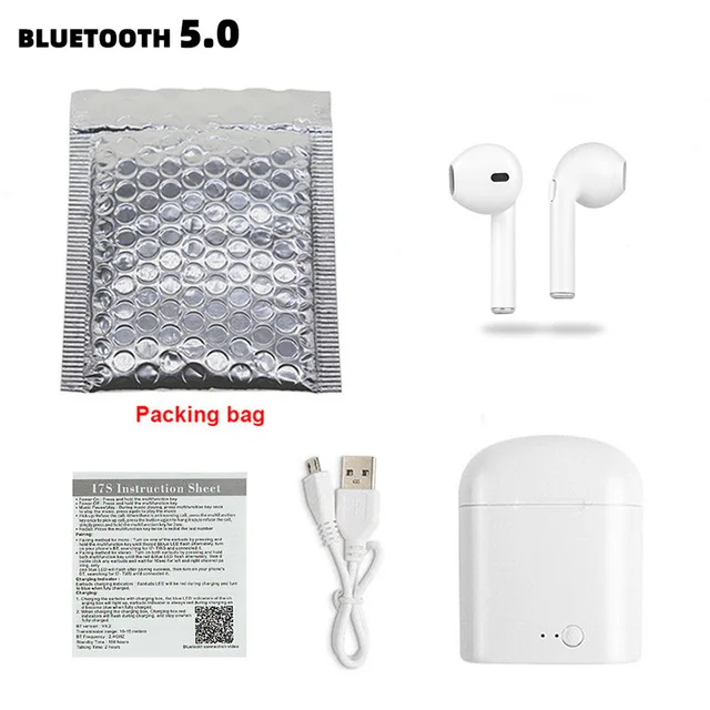 I7s Tws беспроводные наушники, Bluetooth наушники, воздушные наушники, гарнитура, вкладыши, i9s, гарнитура с зарядным устройством для всех смартфонов - Цвет: i7s White
