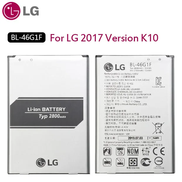 LG BL-45A1H Замена телефон Батарея для LG K10 LTE F670L F670K F670S F670 Q10 K420N K10 BL-46G1F Ёмкость 2220 мА-ч - Цвет: BL-46G1F For LG K10