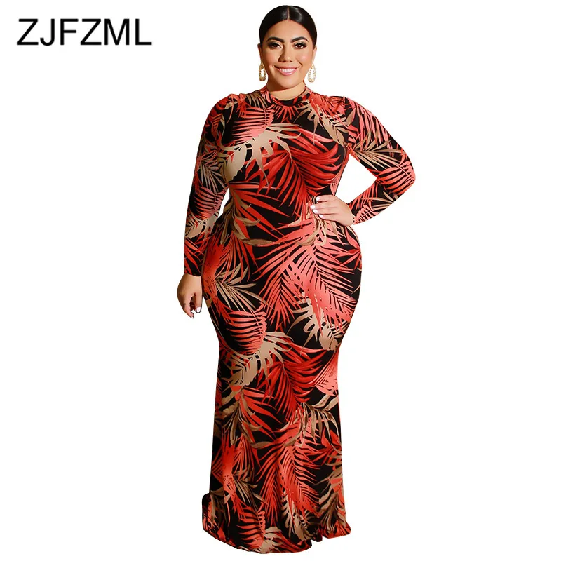 Женское длинное платье Русалка с принтом листьев облегающее Платье макси
