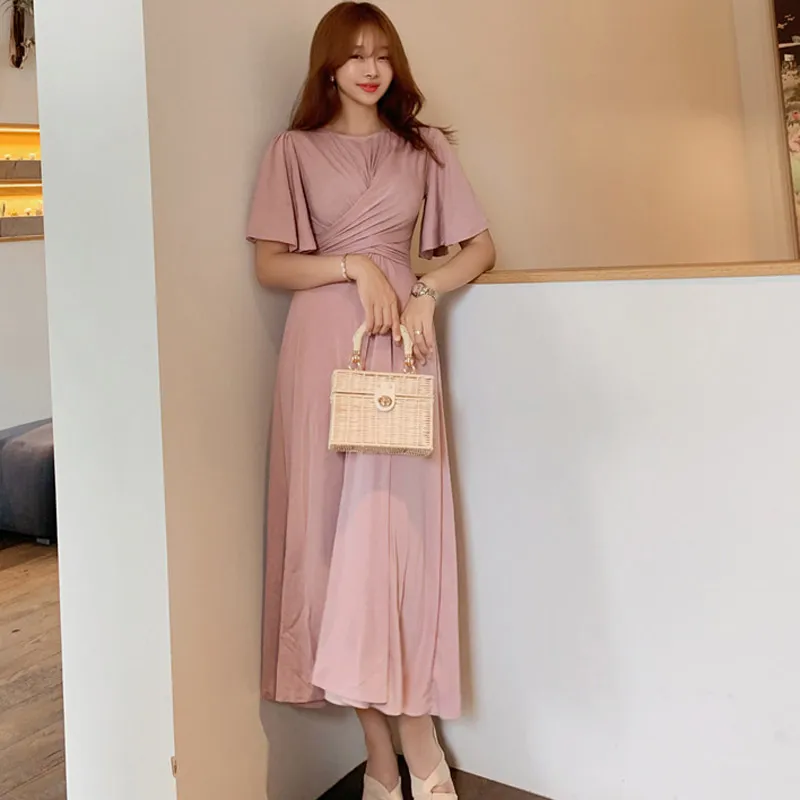 Женское длинное платье-макси CINESSD розовое хлопковое свободное платье до середины