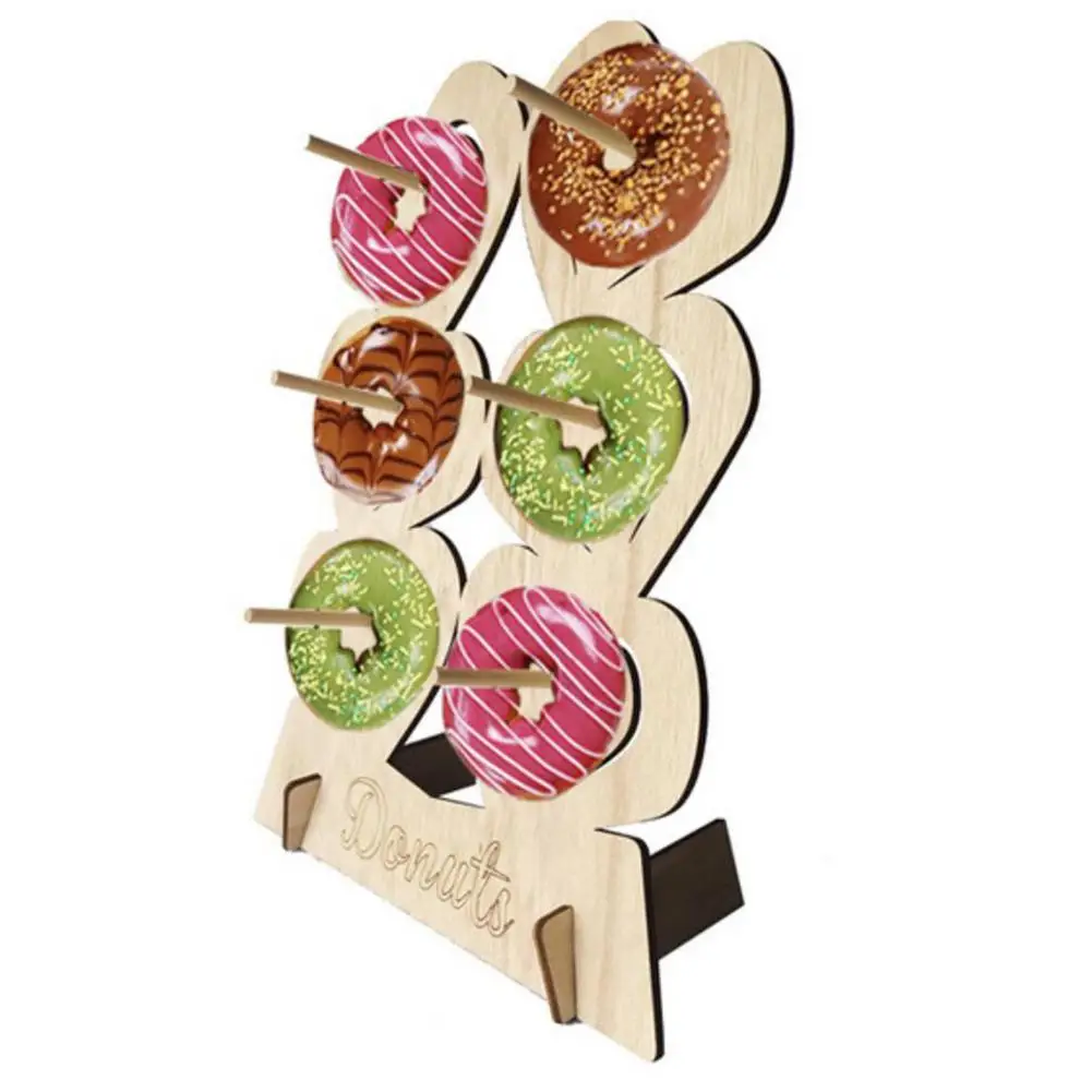 

Подставка для пончиков, деревянная подставка для пончиков, держатель для дисплея, вмещает до 6 колонн, подставка для пончиков, рождественски...