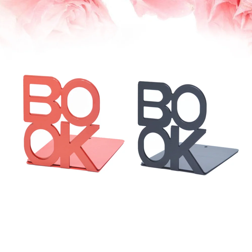 

4pcs of One Bag Creative Book Letter Bookends Delicate Book Stand Simple Metal Bookshelf Book Storage Rack (Black and Red 2pcs