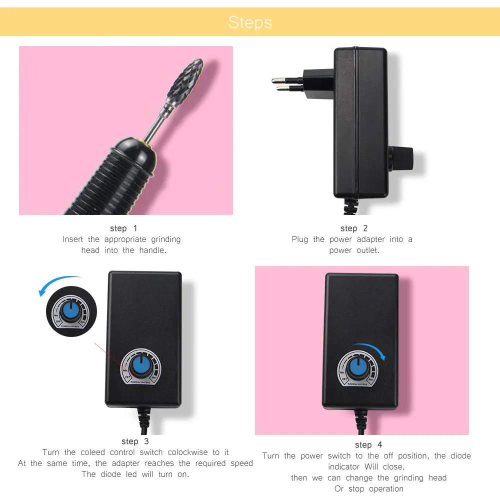 Электрическая дрель для ногтей 20 Вт 30000 об/мин набор маникюра и педикюра