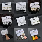 Набор серег-гвоздиков в богемном стиле с листьями и жемчугом, новый дизайн, длинные серьги с кисточками для женщин, Модная бижутерия, рождественские подарки