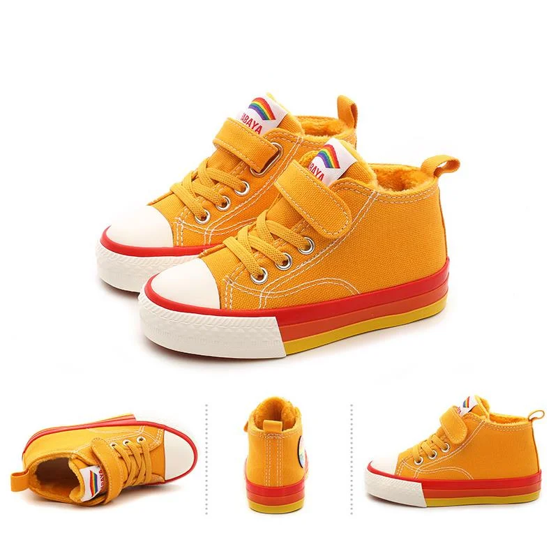 Детские кроссовки для мальчиков и девочек парусиновые ботинки теплая зимняя