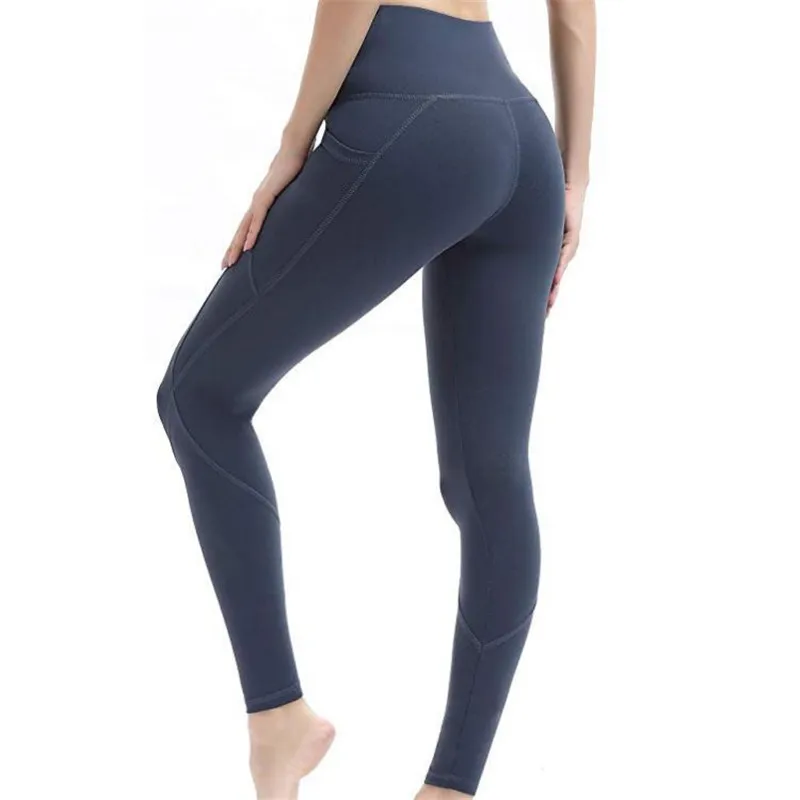 

High Waist Legging Sport Woman Fitness Side Pocket Stitching Elastic Force Yoga Tight Gym Leggings Workout Sportswear