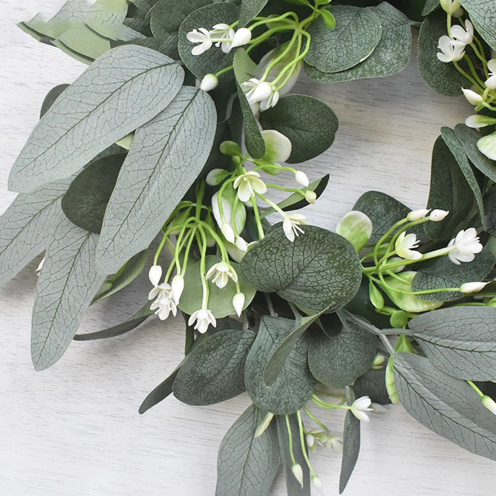 

Wreath Artificial Green Eucalyptus Leaves Holiday Festival Door Hanging Garland Party Decoration For Door Wall Window Ornaments