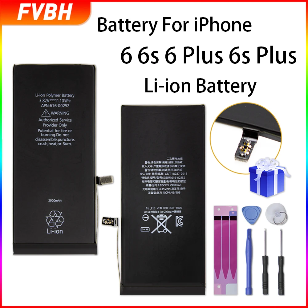 Литий-ионный аккумулятор большой емкости для iPhone 6 6s 6plus Plus Замена батареи 7 8