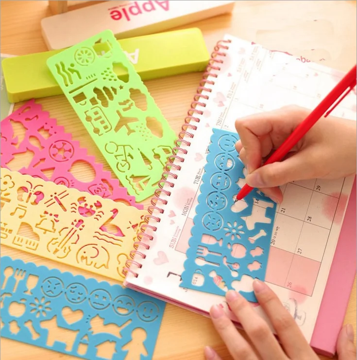 4 Pcs / set multi-function ruler student stationery cute drawing cartoon art painting children gift educational toy |