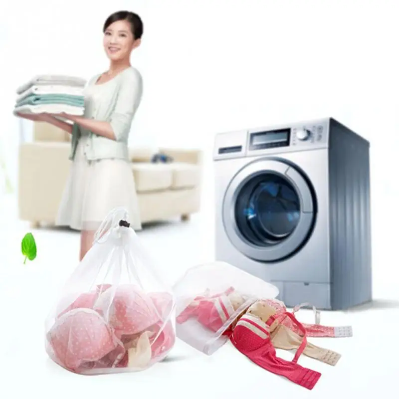 Laundry Mesh Bags Drawstring Net Laundry Saver Mesh Washing Pouch Strong Washing Machine Thicken Net Bag Laundry Bra Aid Pack