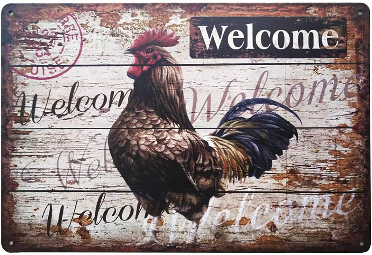 

Welcome Vintage Metal Tin Sign Art Family Road Crossing Farm Decorative Country Home Decor Signs Iron Painting Decoration