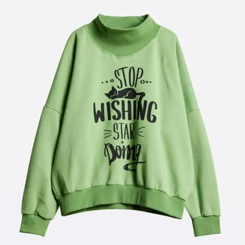 Толстовка женская оверсайз с кошачьими буквами теплая начесом на осень 2021 |