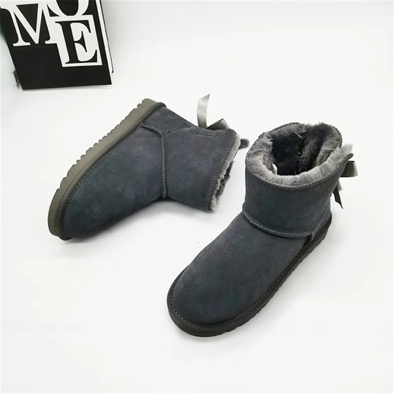 Женские Водонепроницаемые ботильоны из натуральной воловьей кожи с плюшевой