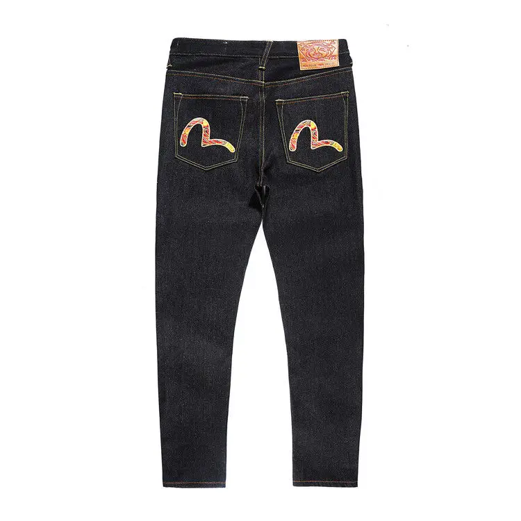 Evisu, новинка, повседневные, мужские, дышащие, высокое качество, джинсы, теплые, мужские, бренд, вышивка, прямые, с принтом, мужские брюки, четыре сезона
