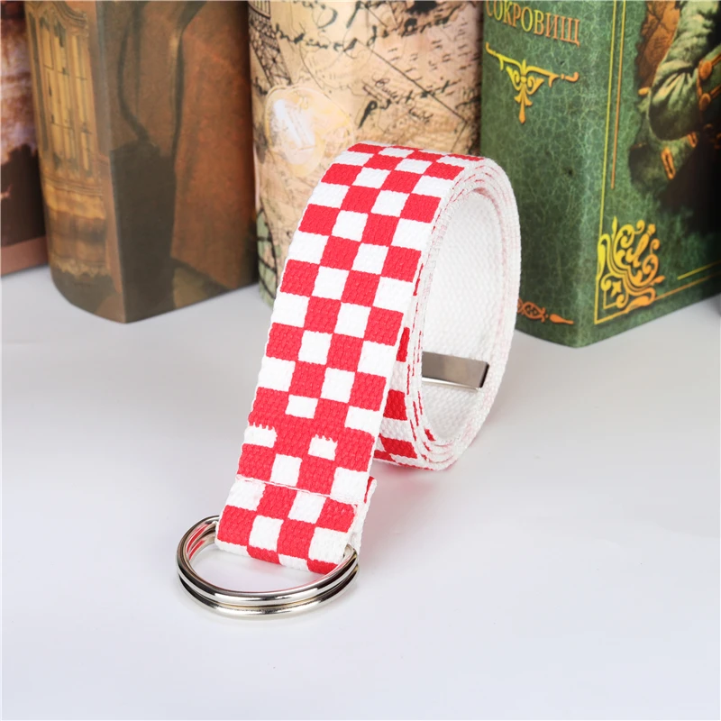 Женский Клетчатый Ремень из ткани черный белый Повседневный длинный ремень в