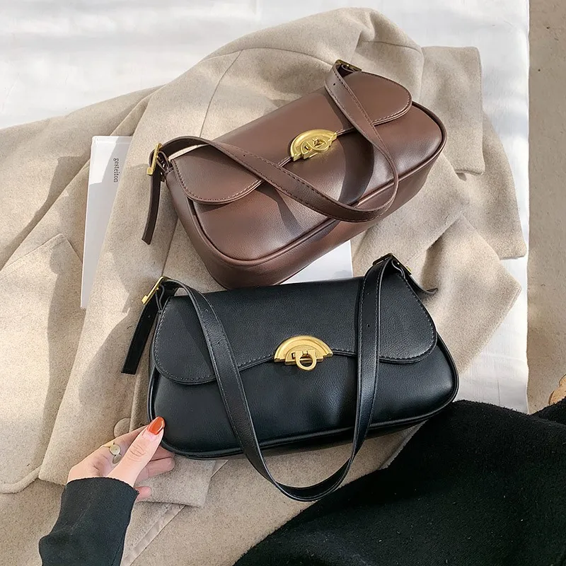 

Simple soft leather chain armpit bag single shoulder bag pu2021 new Korean fashion retro oblique cross bag women's handbag