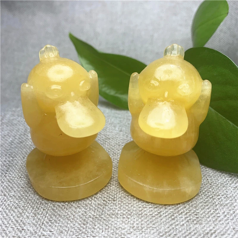 

6CM Natural Yellow Calcite Hand-carved Cartoon Polished Crystal Healing Stone Home Decor Creative Christmas Gifts For Kids
