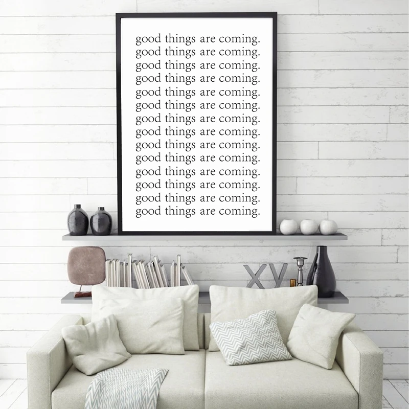 

Good Things Are Coming Print Typography Art Poster Modern Minimalist Wall Art Canvas Painting Picture for Living Room Home Decor