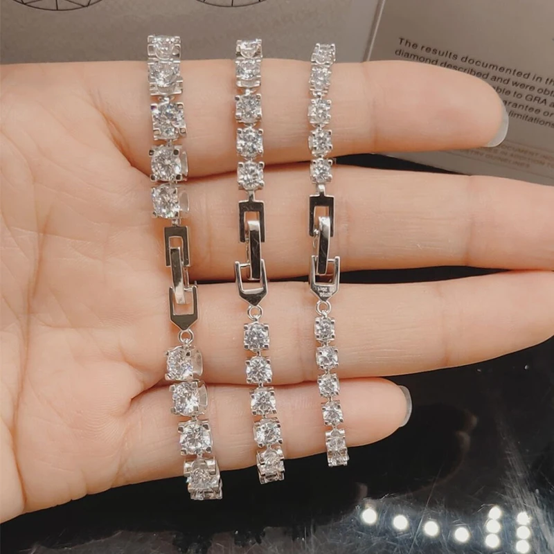 

Real 0.2ct 0.3ct 0.5ct D Color Moissanite Bracelets For Women Top Quality 100% PT950 Sparkling Wedding Fine Jewelry For Women