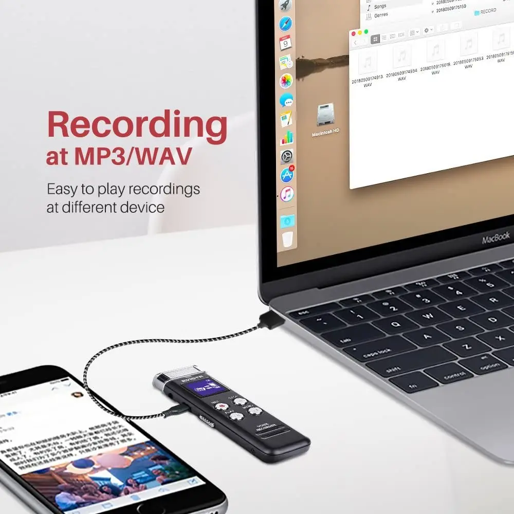 Цифровой диктофон EVISTR 16 ГБ с голосовой активацией и воспроизведением