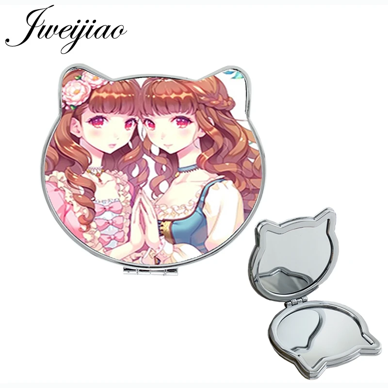 JWEIJIAO лучшие сестры кошачьи уши карманное косметическое зеркало для девочек