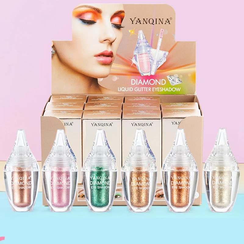 Одиночные блестящие тени для макияжа жидкие Maquillaje век мерцающая пудра пигмент 6