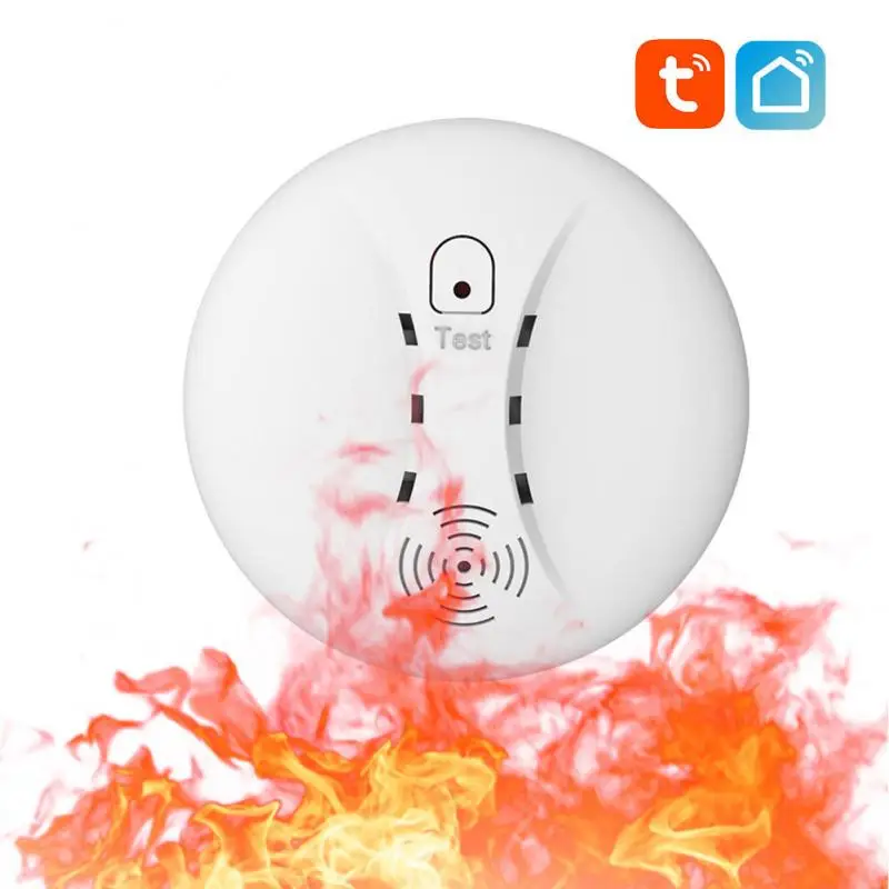 

Home Fire Wifi Graffiti Smoke Alarm Wireless Smoke Detector Tuya Networking Smoke Detector On-site Alarm For Family Safety