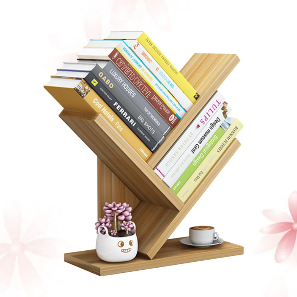 

3 Layers Wooden Bookcases Tabletop Tree Bookshelf Small Desktop Bookcase Fashion Storage Rack Estanteria