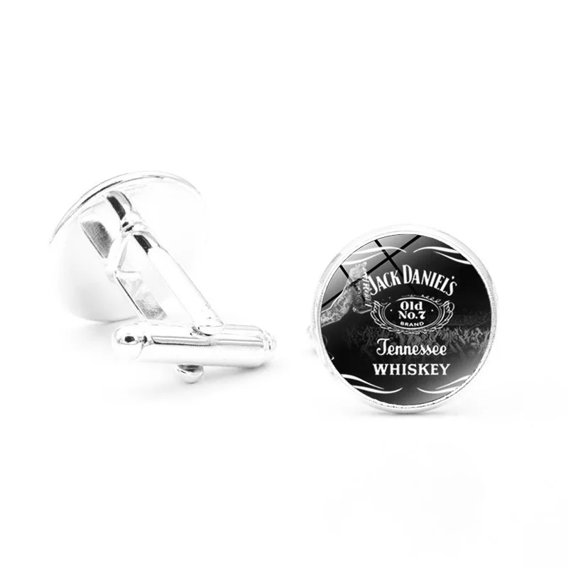Стиль, запонки Jack Daniels, Tennessee, простые запонки, серебряные запонки, мужские аксессуары для рубашек ручной работы