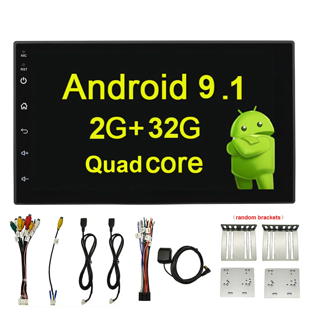 2 32G nocam " 2din Android 9,1 автомобильный Автомагнитола Универсальный HD сенсорный экран автомобильный мультимедийный видео плеер стерео FM USB Wifi резервный монитор - Цвет: 2 32G nocam