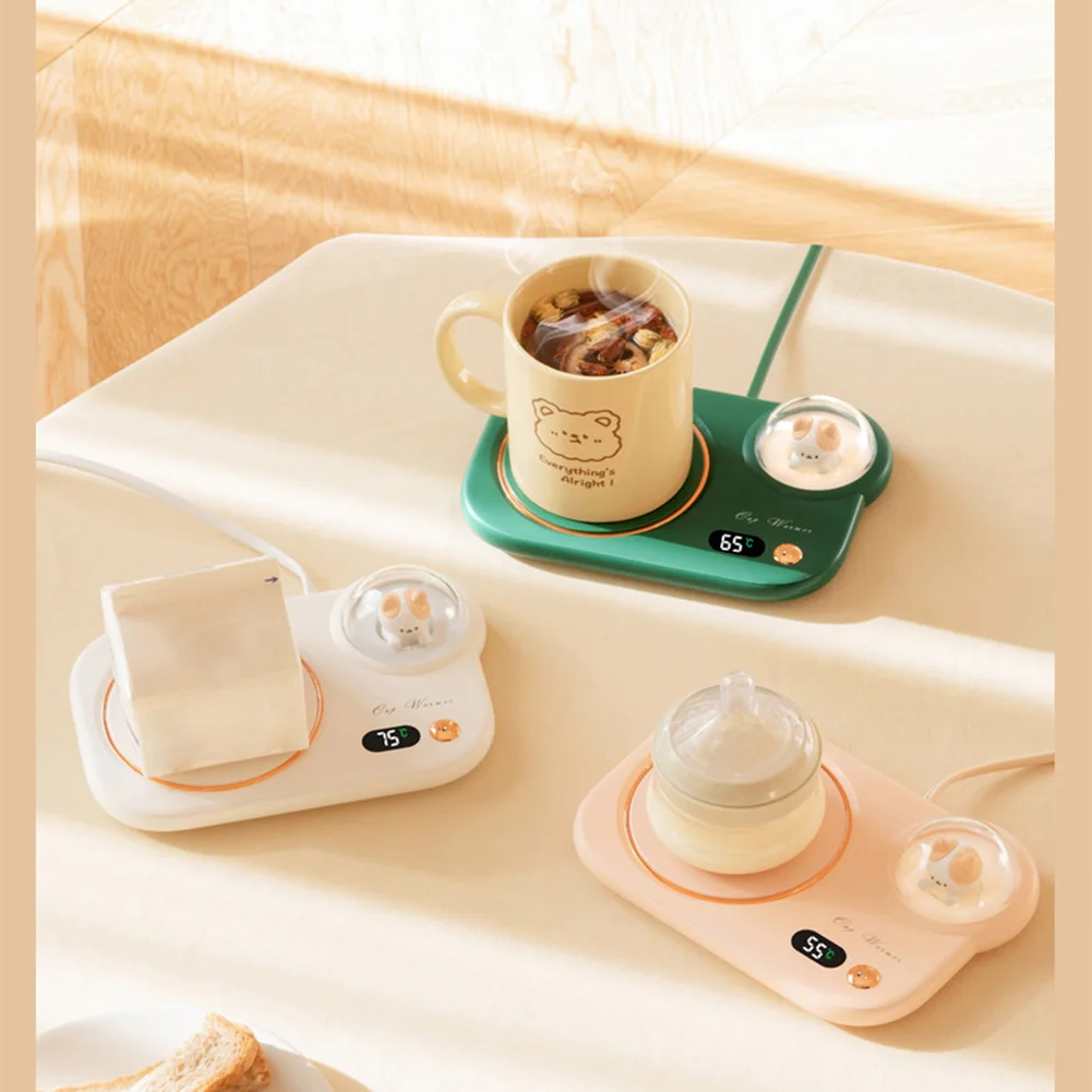 

Электрическая кружка с таймером и ночником в виде кошки, подогреватель для кофе, молока, чая, милый мультяшный обогреватель для чашки, регул...