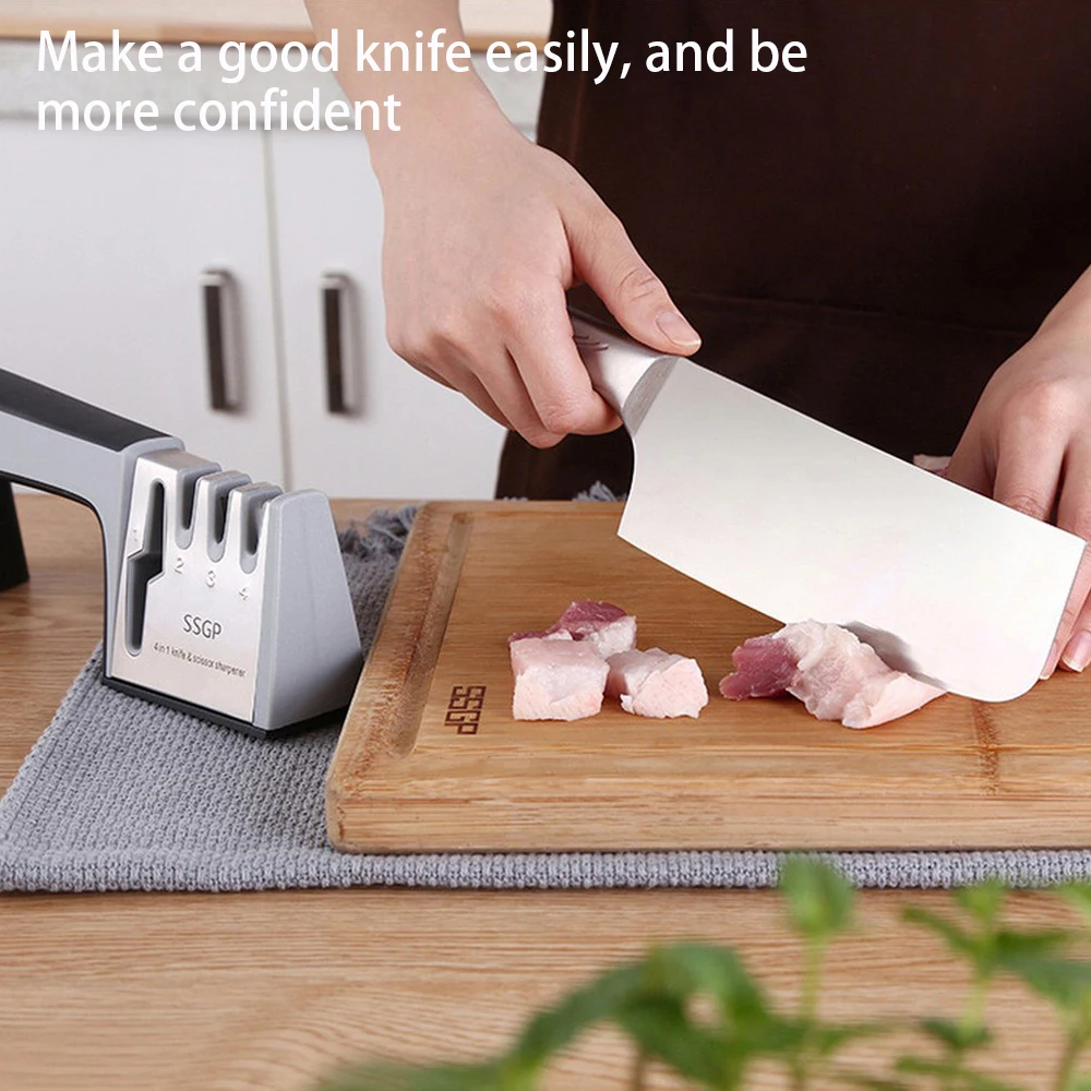 4 в 1 бытовой Ножи точилка Алмазный Керамика Кухня заточка вращающийся ножи с