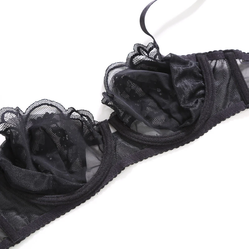 Комплект женского кружевного ультратонкого нижнего белья с прозрачными