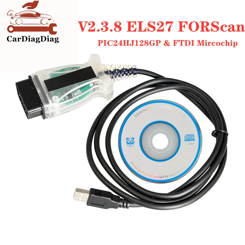 

Новейший V2.3.8 ELS27 считыватель кодов FORScan через USB FORScan для Mazda для Lincoln & ELS 27 зеленая печатная плата PIC24HJ128GP + чип FTDI