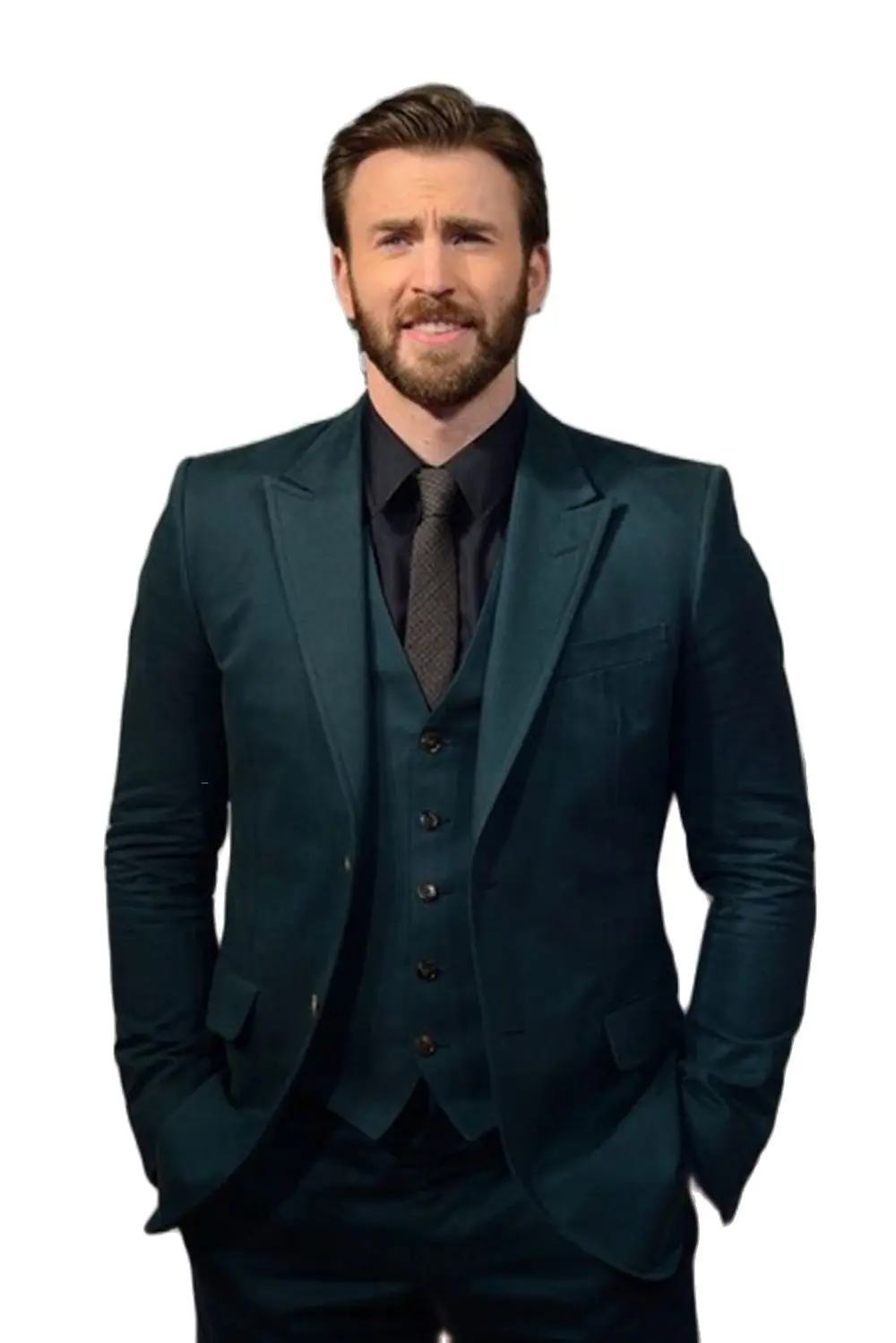 

3Pcs Dark Green Jacket Pants Vest Peak Lapel Blazer Trousers Groomsmen Wedding Suits Sets Custom Made Coat+Pants+Tie+Waistcoat