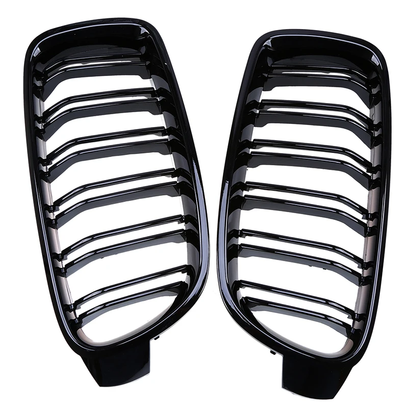 

POSSBAY Double Lines Grilles for BMW 3-Series F30 318i/320d/328i Sedan 2012-2017 Gloss Black Front Kidney Center Grille Grill
