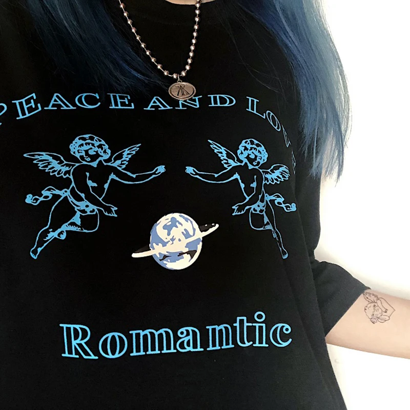 Женская футболка с принтом ангела летняя мода 2020 Повседневная Свободная одежда