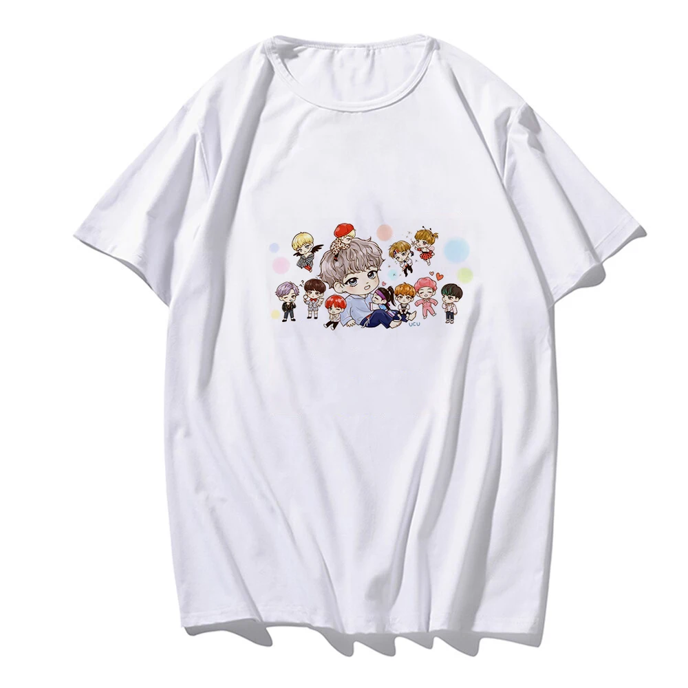 

New Women's Korean BE Graphic T Shirt Harajuku Trend O-Neck Blouses Summer Short Sleeve Casual Streetwear White Tshirt Tops