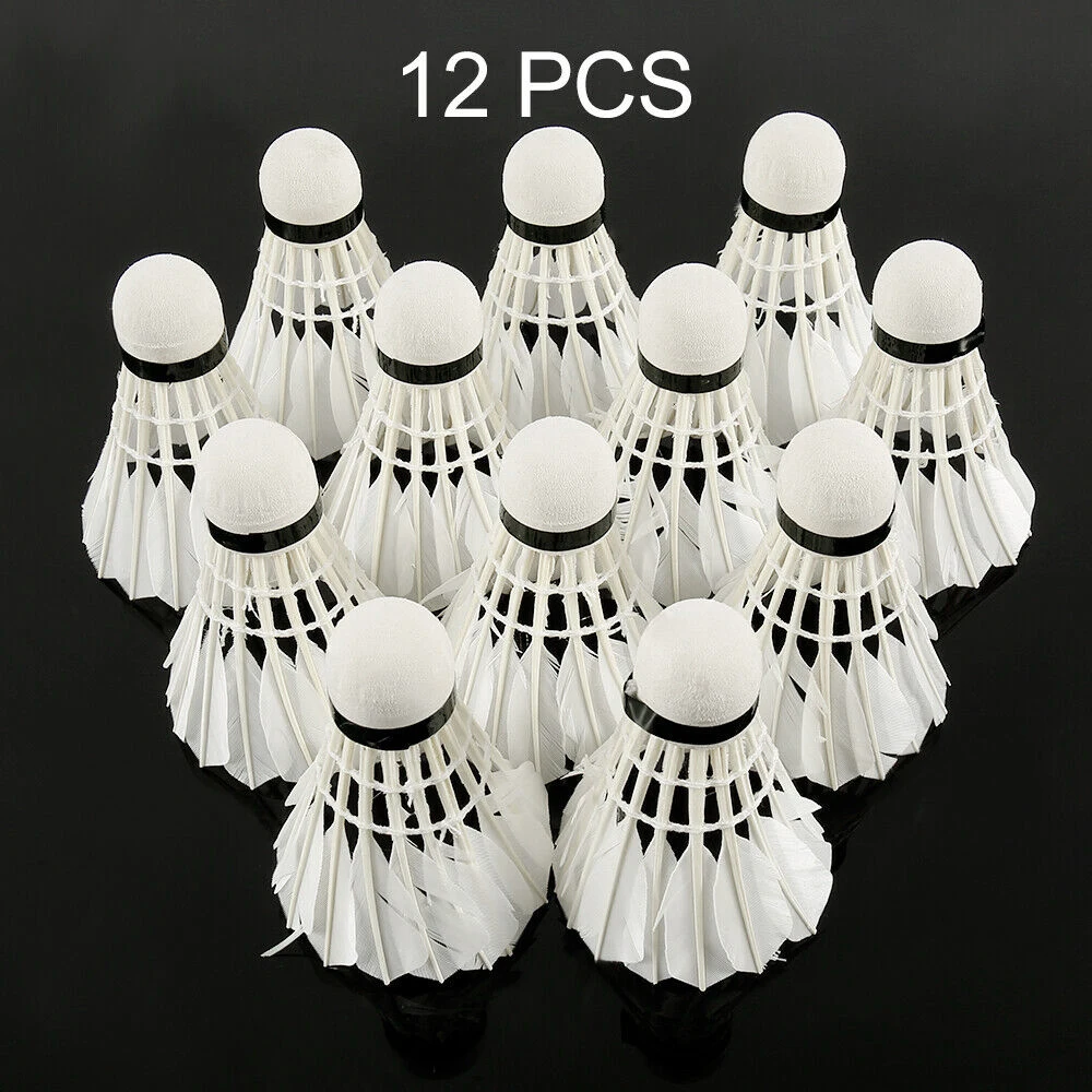 12 шт. тренировочные воланы из гусиных перьев птички прочные мячи для бадминтона