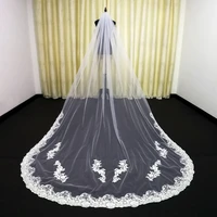 3m one layer lace edge white ivory cathedral wedding veil bridal veil wedding accessories with metal comb veu de noiva