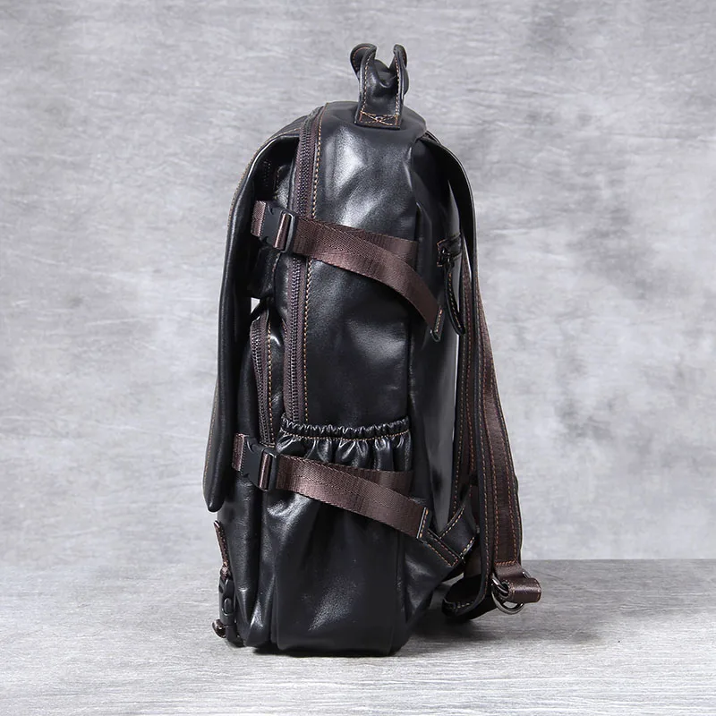 Рюкзак из натуральной воловьей кожи мужской брендовый дизайнерский школьный