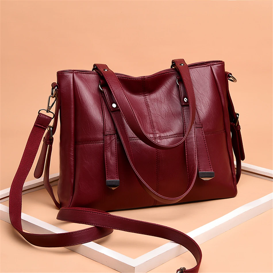 Вместительная Повседневная сумка Высококачественная кожаная через плечо