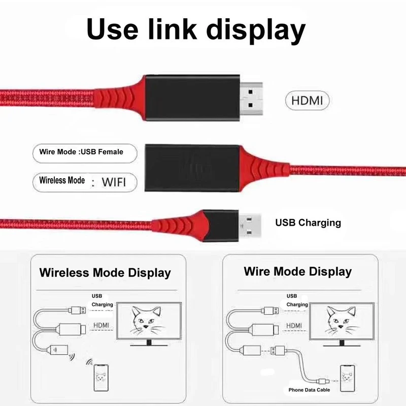 USB Женский Беспроводной Wi Fi 2 в 1 HDTV HD Кабель адаптер для дисплея видео iPhone Samsung XiaoMi