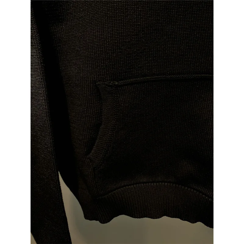 

New Autumn / Winter 2020 Trendy Brand Design Easy Show Thin Large Knitted Pocket Color Matching Hooded Women's Sweater Tide A2